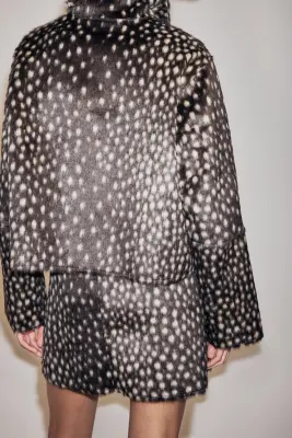 Jupe duveteuse - Marron foncé/pois
