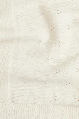 Plaid en maille pointelle de laine - Beige clair