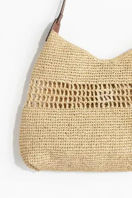 Sac bandoulière en paille - Beige