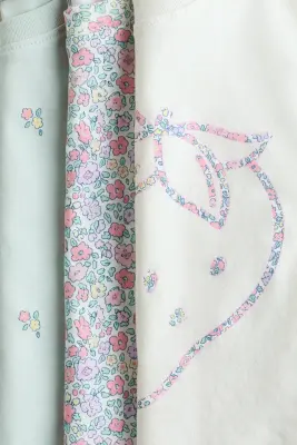 Lot de 3 T-shirts imprimés - Crème/fraise