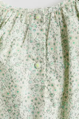 Blouse en coton - Vert/fleuri