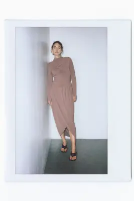 Draped jersey dress - Rose ancien foncé