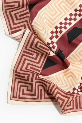 Foulard à motif - Rouge rouille/jaune