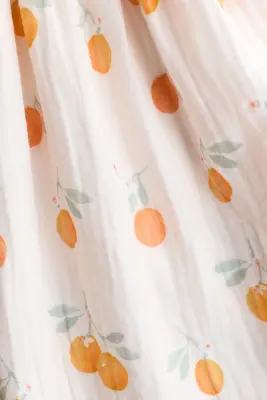Robe à bords festonnés - Crème/citrons