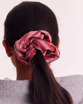 Chouchou Billy XL rayures coquelicot et blanc