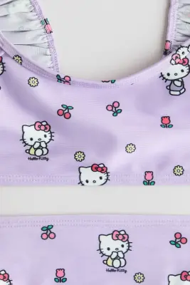 Maillot deux pièces imprimé avec volants - Violet clair/Hello Kitty