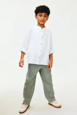 Pantalon en lin - Vert kaki clair