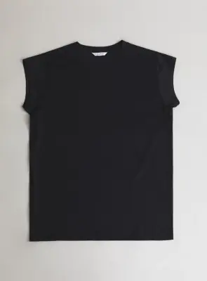 Sleeveless T-Shirt in Navy Blue Eucalyptus & Cotton