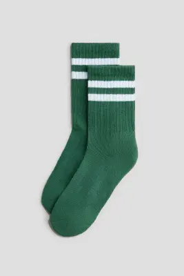 Lot de 5 paires de chaussettes côtelées - Vert/vert foncé