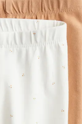 Lot de 2 leggings en jersey de coton très doux - Orange/blanc
