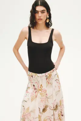Jupe évasée en viscose mélangée - Rose pêche clair/fleuri