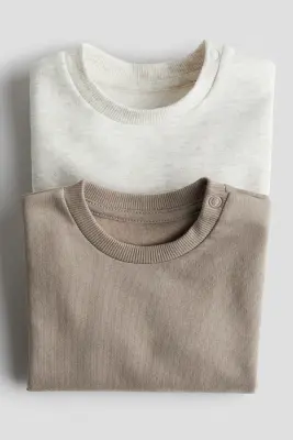 Lot de 2 sweats en coton - Taupe/écru chiné