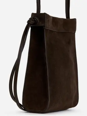 Sac bandoulière en cuir suédé - Marron foncé