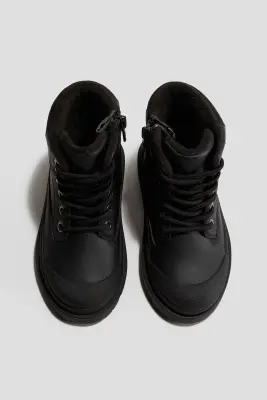 Bottines imperméables à lacets - Noir