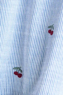 Robe avec détails brodés - Rayures bleues/cerises