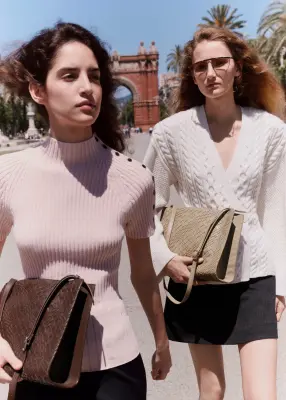 Sac à bandoulière en cuir tressé - Marron Clair