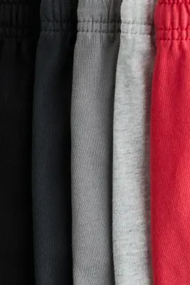 Lot de 5 shorts en jersey de coton - Rouge/noir