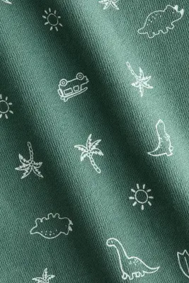 Barboteuse en coton éponge - Vert/motif