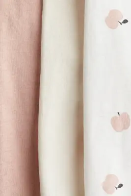 Lot de 3 pyjamas en coton - Rose clair/pommes