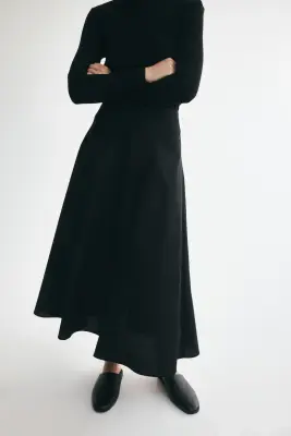 Jupe évasée en coton - Noir