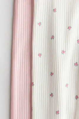 Lot de 2 pyjamas en coton - Rose clair/fleuri
