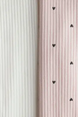 Lot de 2 pyjamas en coton - Rose clair/blanc