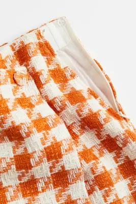 Minijupe - Orange/motif pied-de-poule