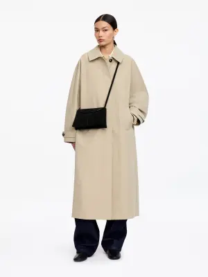 Sac bandoulière en croûte de cuir suédé - Noir
