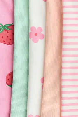 Lot de 5 shorts cycliste en coton - Rose/fraises