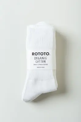 Rototo – Organic Daily 3 Socks R1427 – White