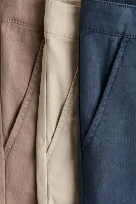 Lot de 3 chinos en twill de coton - Bleu marine/beige