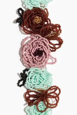 Collier avec fleurs - Argenté/turquoise