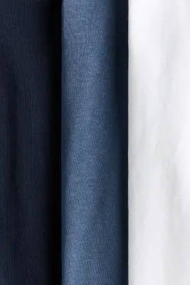 Lot de 3 T-shirts à manches longues - Bleu marine/bleu/blanc