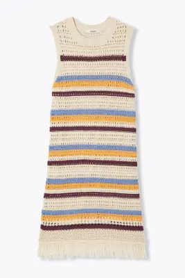 Robe rayée en crochet frangé