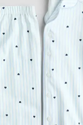 Pyjama en jersey à motif - Bleu clair/cœurs