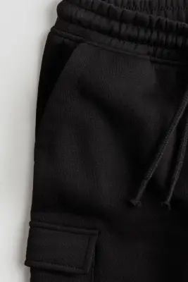 Pantalon jogger cargo à l'intérieur brossé - Noir