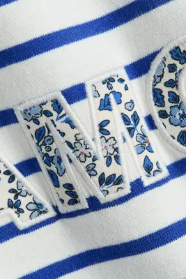 T-shirt en coton avec applications - Bleu/Amore