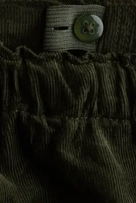 Pantalon jogger en velours de coton côtelé - Vert kaki foncé