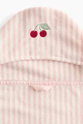 Serviette de bain avec capuche à détail brodé - Rose clair/cerises