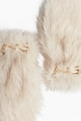 Moufles duveteuses - Beige clair