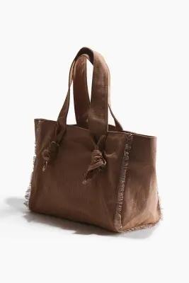 Tote bag avec détails noués - Taupe foncé