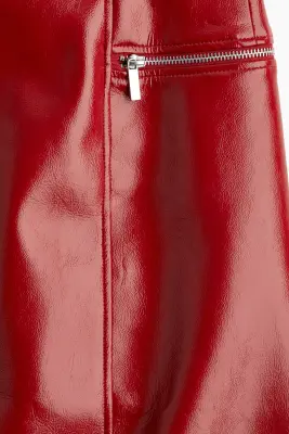Jupe crayon en tissu enduit - Rouge