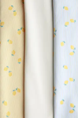 Lot de 3 tops à bretelles fines en coton - Jaune clair/citrons