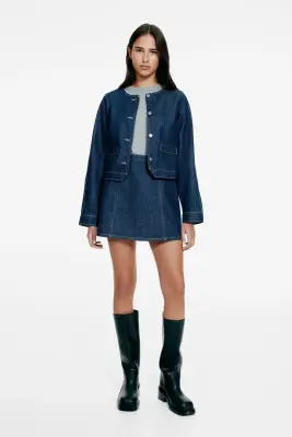 Minijupe trapèze - Bleu denim foncé