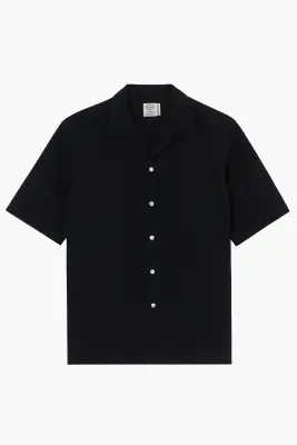 Chemise manches courtes 'The Seersucker Bowling Shirt' - Seersucker Noir