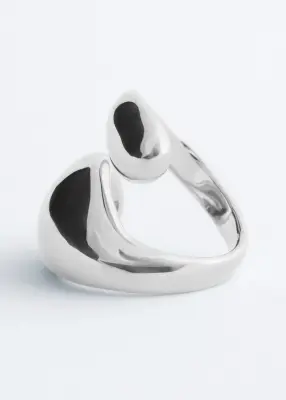 Bague sculpturale à effet torsadé double - Argenté