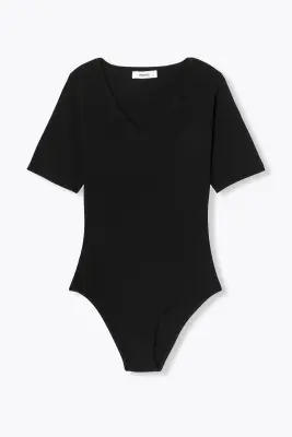 Body côtelé col V Femme