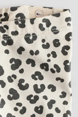 Legging imprimé en coton - Beige clair/noir