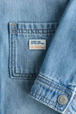 Surchemise en twill de coton - Bleu denim