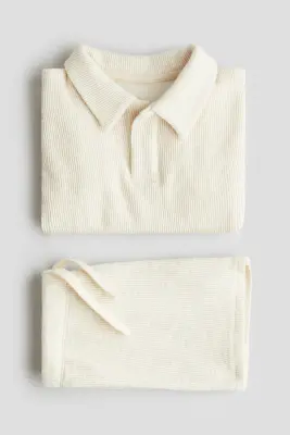 Ensemble 2 pièces en jersey texturé - Beige